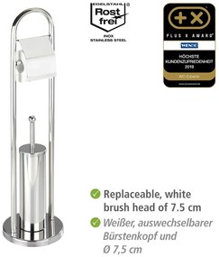 Scopino con porta carta igienica in argento Vasto - Wenko