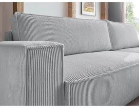 Divano letto a coste grigio chiaro ad angolo variabile Nihad - Bobochic Paris