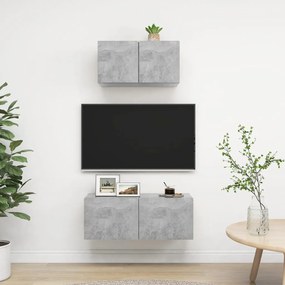 Set Di Mobili Porta Tv 2 Pz Grigio Cemento İn Legno Multistrato /