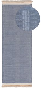 benuta Pop Tappeto passatoia in lana Karla Azzuro 70x200 cm - Tappeto fibra naturale
