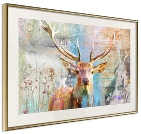 Poster  Pastel Deer  Cornice Quadri Cornice d'oro con passe-partout, Larghezza x Altezza Home decor 90x60