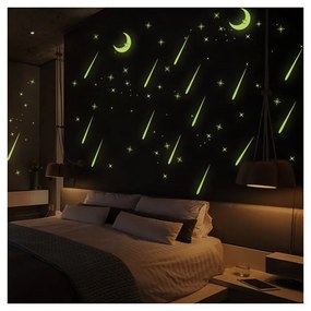 Adesivi murali Luna e stelle cadenti che brillano al buio - Ambiance