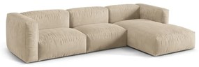 Divano angolare componibile beige (con penisola a destra/con chaise lounge) con rivestimento in velluto Martina – Micadoni