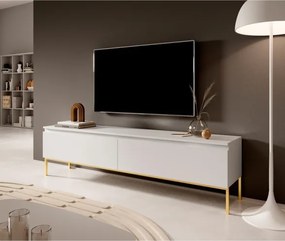 Mobile TV Da Terra 175 Cm 2 Ante Bianco Piedini Oro Lume