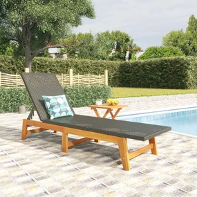 Sdraio Con Tavolo Polyrattan E Legno Massello Di Acacia /