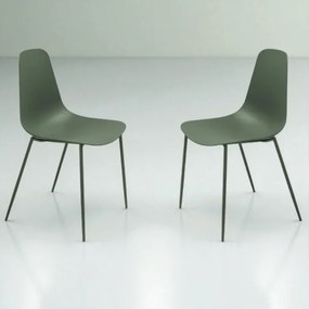 Sedia in polipropilene Verde con gambe in metallo LUANA 2 sedie