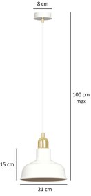 Sospensione Industrial 1 Luce Kubera In Acciaio Bianco Con Elementi In Oro