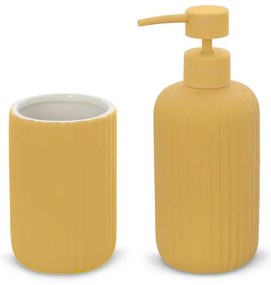 Set accessori bagno 2 pezzi in ceramica giallo soft touch Spring