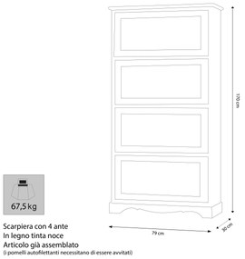 MARY - scarpiera in legno massello