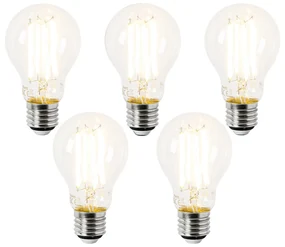 Set di 5 Lampadine LED E27 A60 Trasparenti 3,8W 806lm 2700K