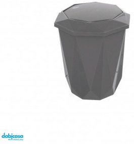 Pattumiera "Diamond Basculante" C/Coperchio Basculante In Plastica Finitura Grigio Da 5,5 Lt