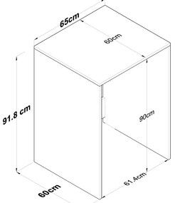 Mobile per lavatrice RANI 65x91,8 cm bianco/marrone
