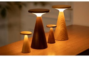 Lampada da tavolo LED colore naturale scuro con paralume in legno (altezza totale 14 cm) Sylva – Gingko