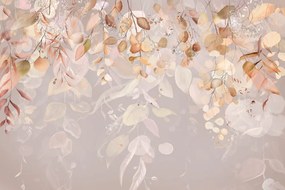 Carta da parati – Foglie Delicate in Abito Scuro
