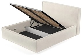 Letto matrimoniale imbottito crema con spazio contenitivo e rete 160x200 cm Lounge L - Maison de Rêve