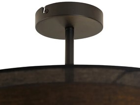 Plafoniera moderna nera con oro 50 cm 3 luci - Drum Duo