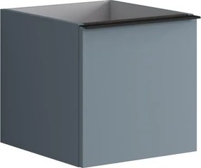 Cassettiera Pixel con 1 cassetto frontale Plain laccato opaco indaco e maniglia alluminio nero opaco L.40 H.40 P.45,5 cm.