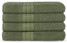 Set di 4 asciugamani in spugna di cotone verde scuro 50x100 cm - Good Morning