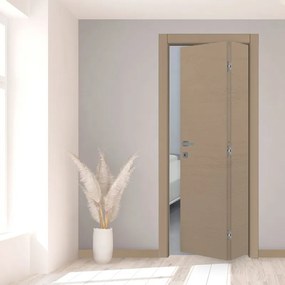 Porta interna pieghevole a libro asimmetrica Mast in legno laccato colore tortora, L 70 x H 210 cm, apertura a destra