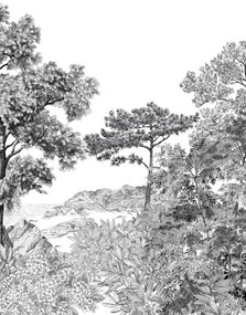 Isidore Leroy Carta da parati panoramica Foret de Bretagne Grisaille - Grisaille – Bahnen 4/5/6