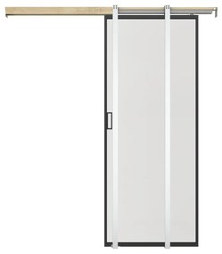 Porta scorrevole con sistema a incasso H205 x L83 cm  Alluminio e Vetro temperato smerigliato - LINCI II