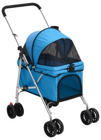 Passeggino Per Cani Pieghevole Blu 76x50x100cm Tessuto Oxford /