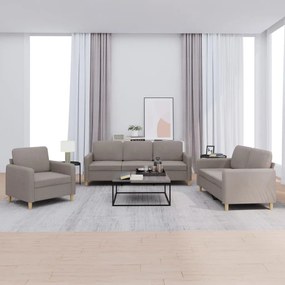 Set Di Divani 3 Pz Con Cuscini Tortora İn Tessuto /