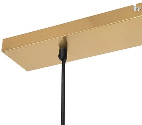 Lampada a sospensione Art Déco in ottone con vetro rosa 3 luci - Pallon