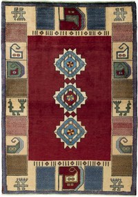 Gabbeh Tappeto 100x150 Rosso (Iran) Annodato A Mano