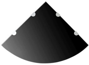 Scaffali Angolari 2 Pz Supporti Cromati E Vetro Nero 45x45 Cm /