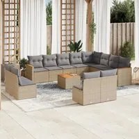 Set Divano da Giardino 13 pz con Cuscini Beige in Polyrattan 3258881