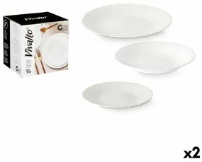 Set di Stoviglie Bianco Vetro (2 Unità) 18 Pezzi