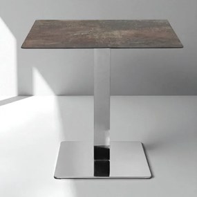 Tavolo bar pub ristorante in HPL 80x80 cm Ardesia Fango per esterno base Argento H 74