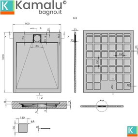 Piatto doccia in resina 80x100 effetto pietra | KR1000 - KAMALU