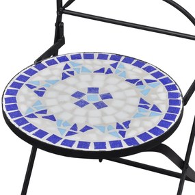 Sedie da bistrot pieghevoli 2 pz in ceramica blu e bianco