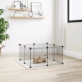 Gabbia per animali domestici 8 pannelli nero 35x35 cm acciaio