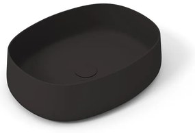 Lavabo da appoggio Wave OLYMPIA CERAMICA ovale in ceramica L 50 x H 14 x P 40 cm nero piletta non inclusa
