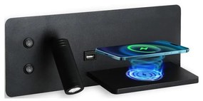 Immax 08287L-LED Applique con ripiano, USB e ricarica wireless LED/3W/230V + LED/3W