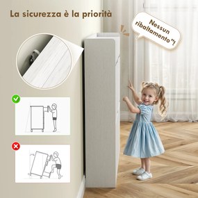 Scarpiera Slim 98x19,2x95,3 cm con 4 Ante a Ribalta e 2 Cassetti in Legno Bianco...