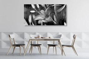 Quadro su tela – Fioritura di giglio in bianco e nero