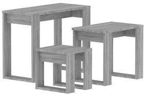 Tavolini impilabili 3 pz grigio sonoma in legno multistrato