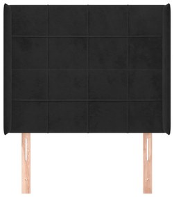 Testiera ad orecchio nera 93x16x118/128 cm in velluto