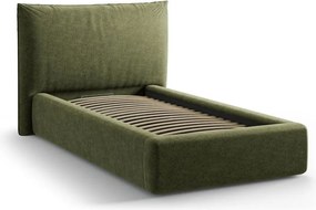 Letto singolo imbottito verde con contenitore con rete inclusa 90x200 cm Kaelle – Micadoni