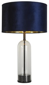 Lampada Scrivania Oxford Acciaio Ottone Tessuto Blu Scuro 1 Luce E27