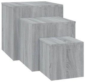 Credenze 3 pz grigio sonoma in legno multistrato