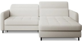 Divano angolare color crema allungabile/con contenitore (con penisola a destra/con chaise lounge) e rivestimento in bouclé Gomsi – ELTAP