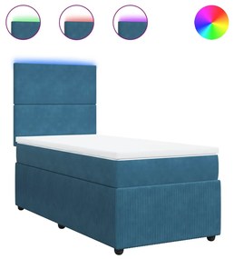 Giroletto a molle con materasso blu 90x200 cm in velluto