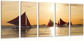 Quadri 5 pezzi – Splendido tramonto sul mare