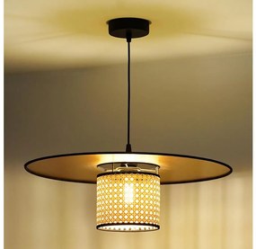 Duolla - Lampadario a sospensione con filo TOKYO RATTAN 1xE27/15W/230V diametro 50 cm oro/rattan