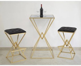 Sedia da bar nera/dorata in imbottito (altezza della seduta 75 cm) Piramid – Mauro Ferretti